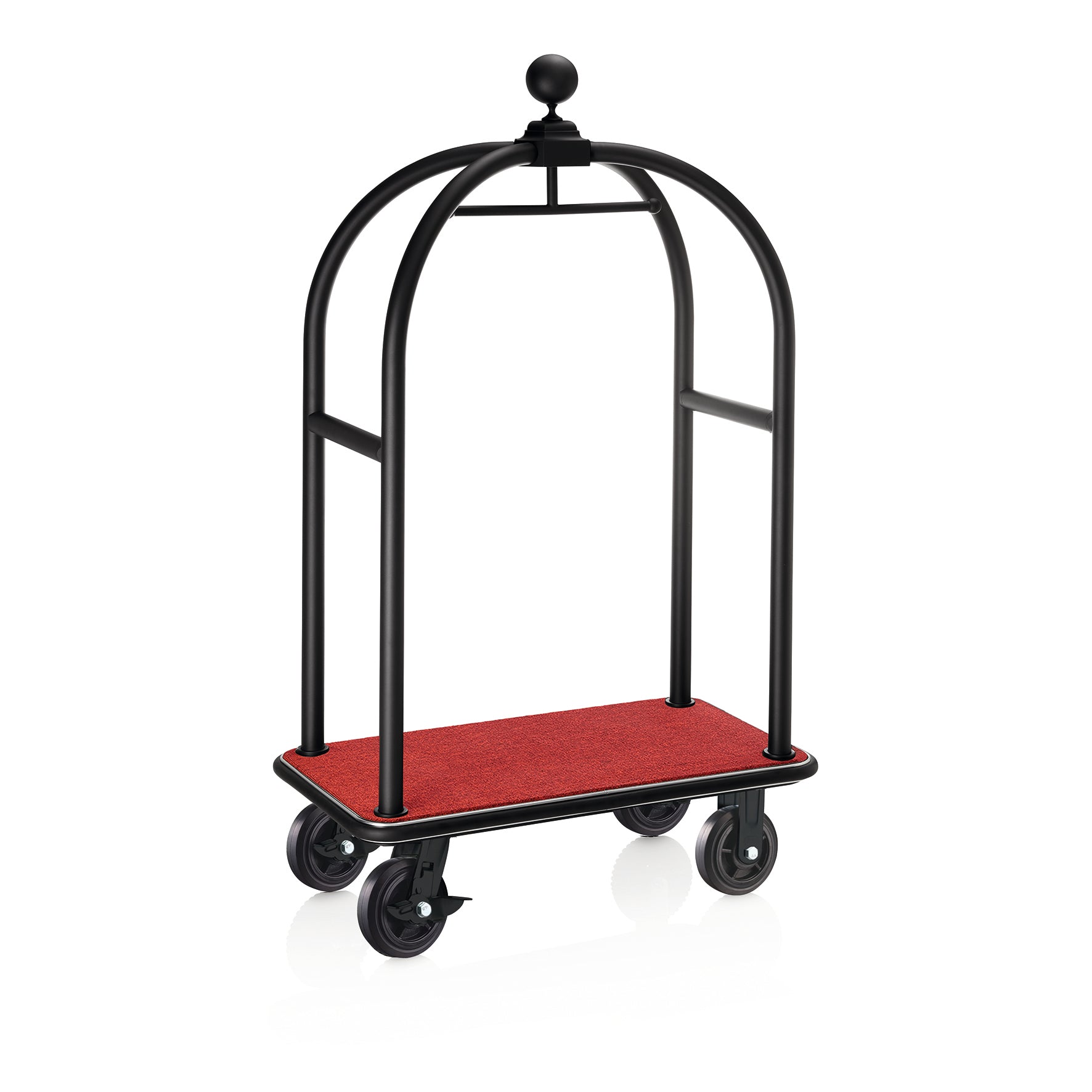 Was Luggage Trolley Drift, Black Powder-Coated, Red Carpet