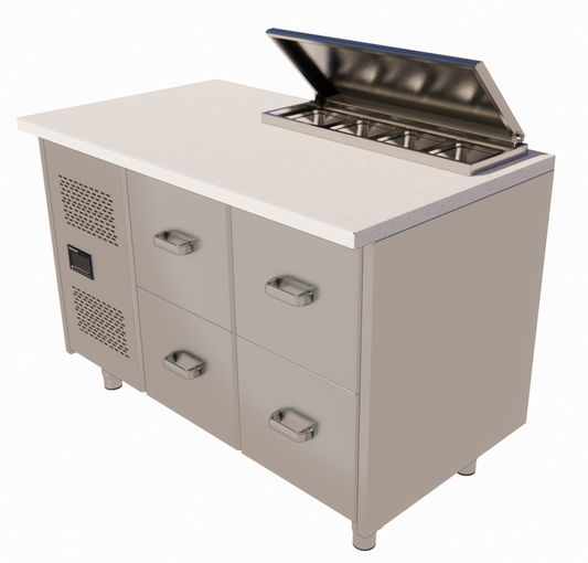 Fish Freezer Table, 4 GN 1/1 Drawers, -18°C