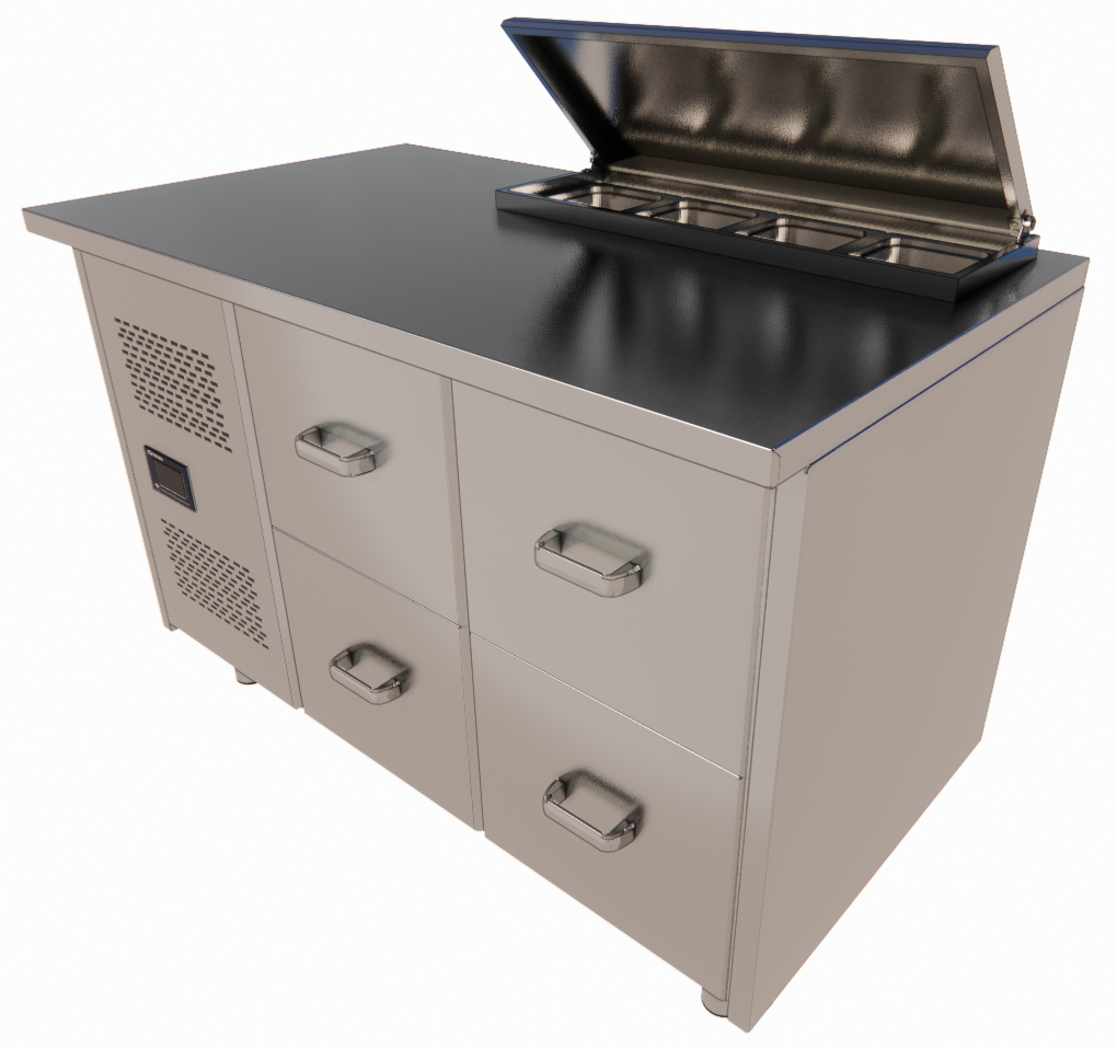 Fish Freezer Table, 4 GN 1/1 Drawers, -18°C