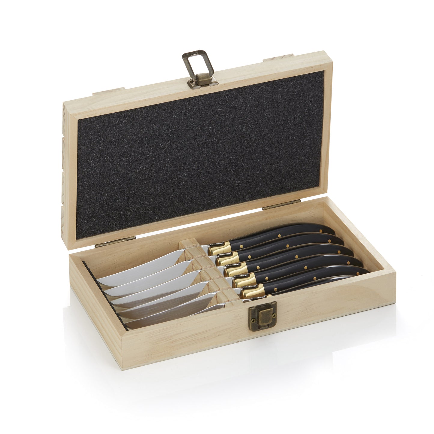 Carlos Steak Knife Box, Pine Wood, Set of 6