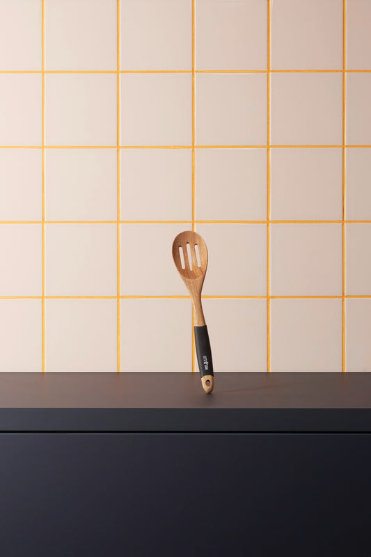 Let's Cook Slotted Wood Serving Spoon, 344 x 93 mm