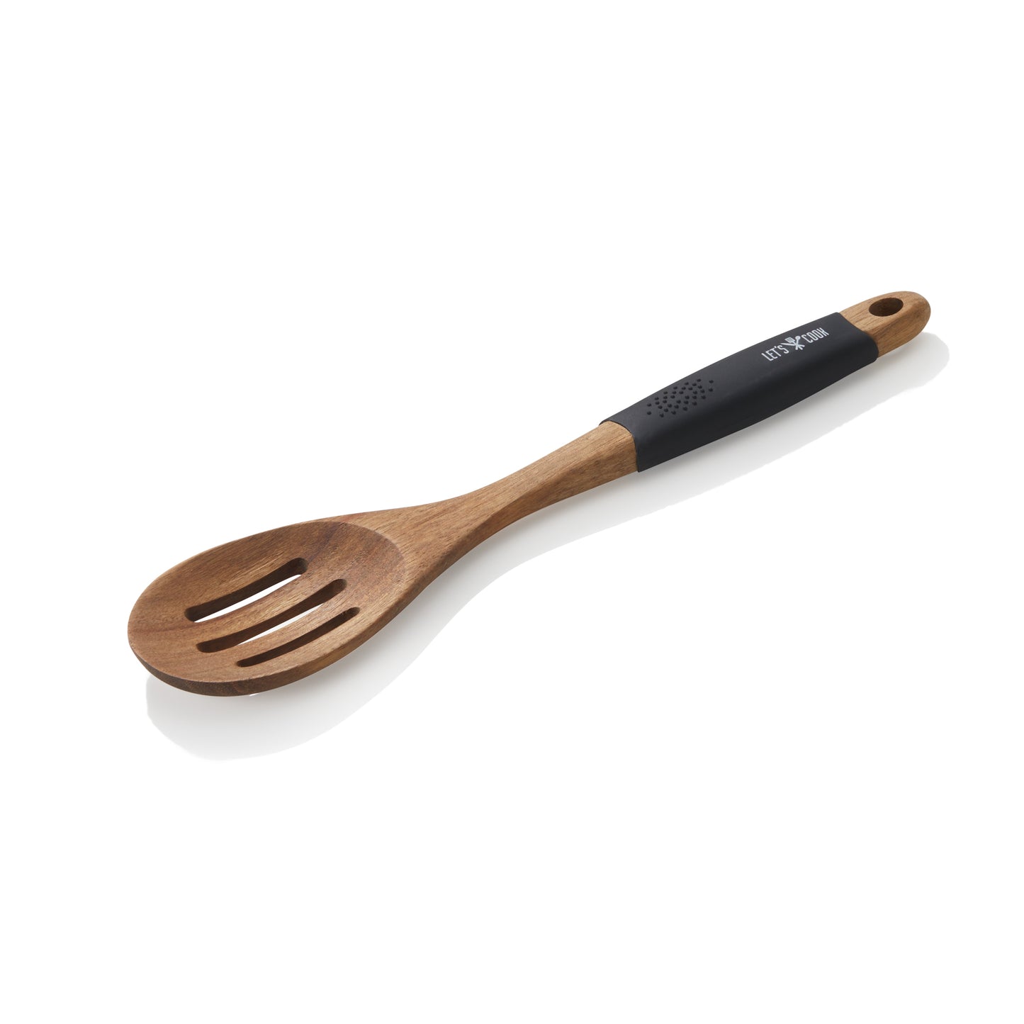 Let's Cook Slotted Wood Serving Spoon, 344 x 93 mm