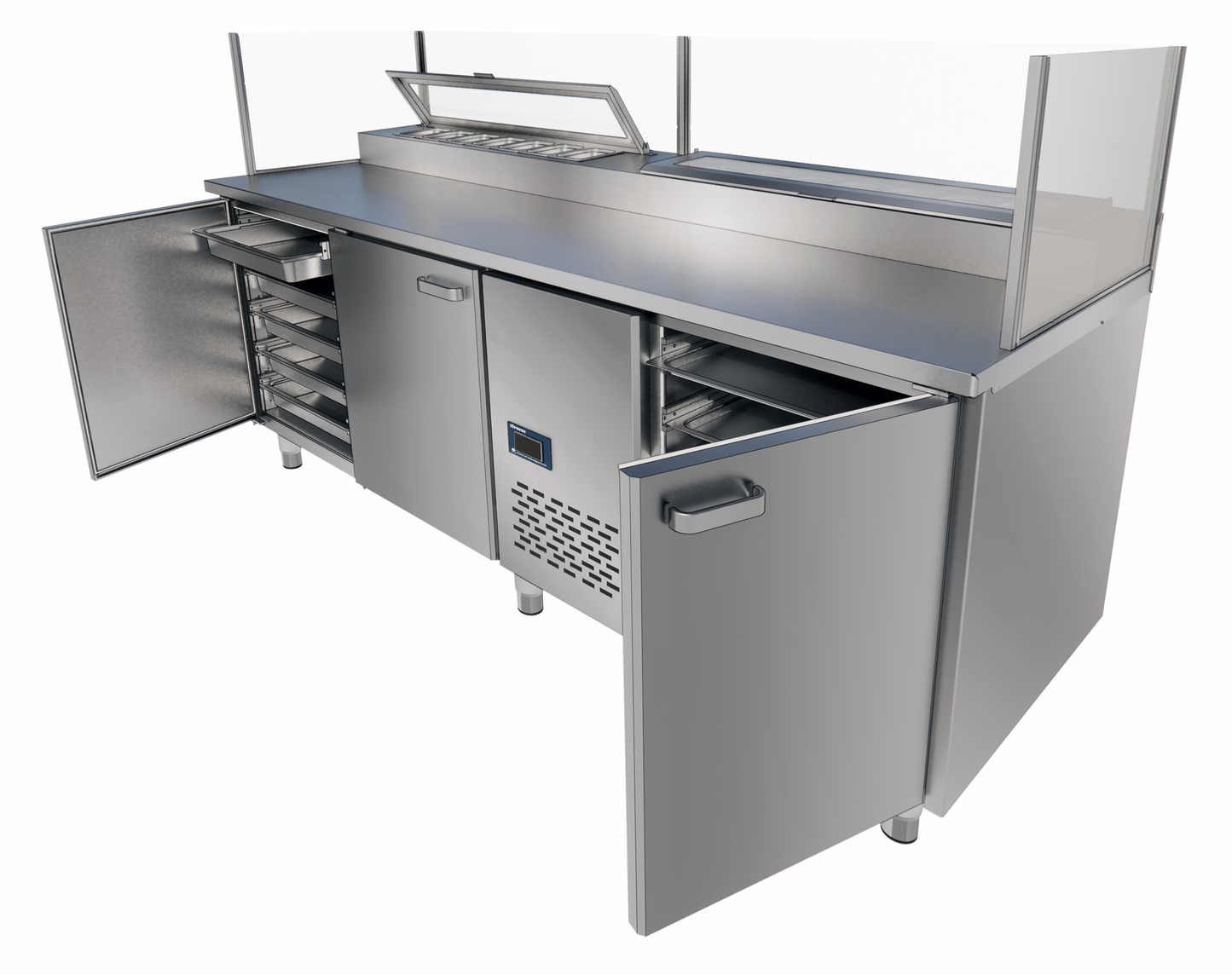Pizza Saladette Table, 2060 mm, +2/+6°C, Glass Top