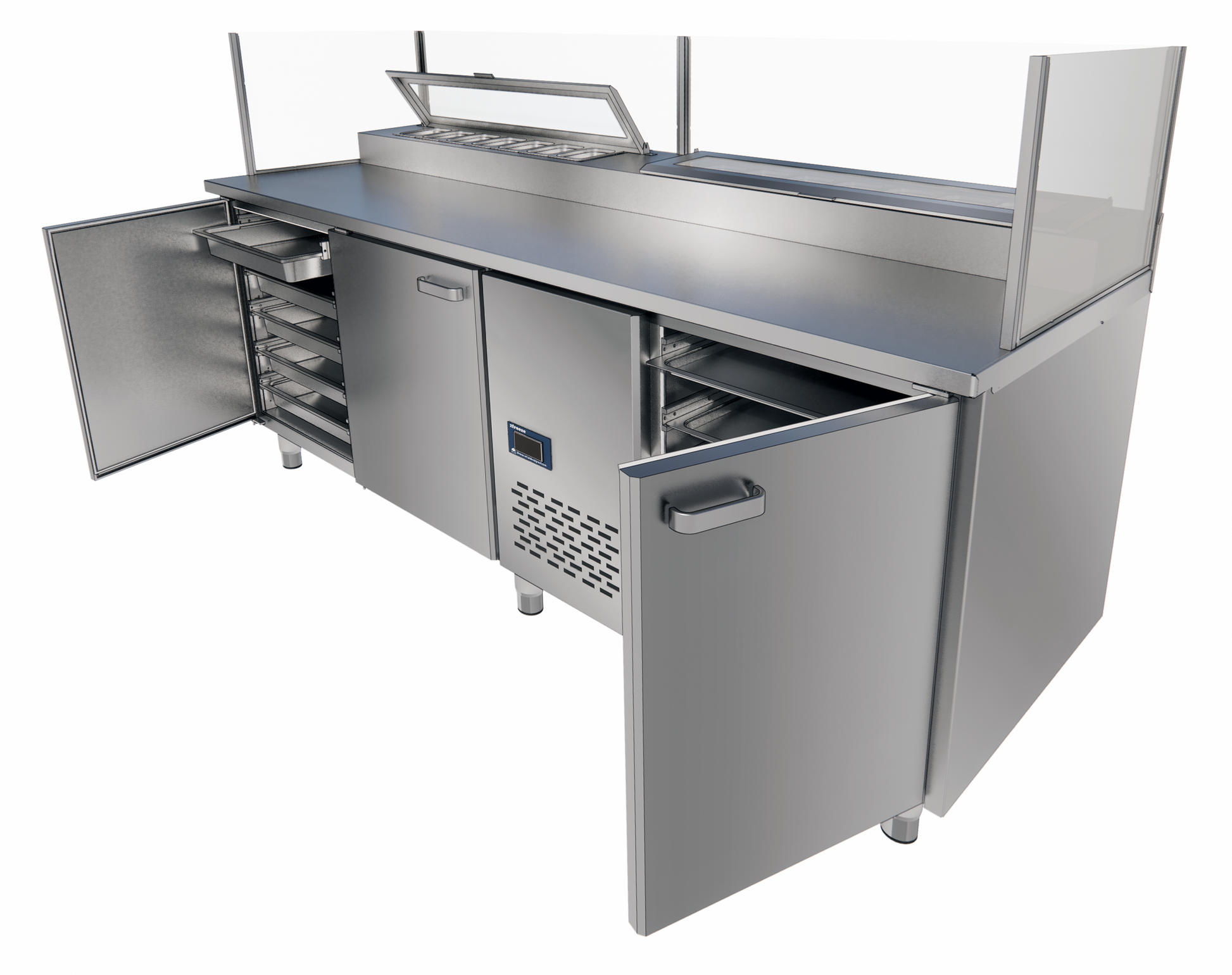 Pizza Saladette Table, 2060 mm, +2/+6°C, Glass Top