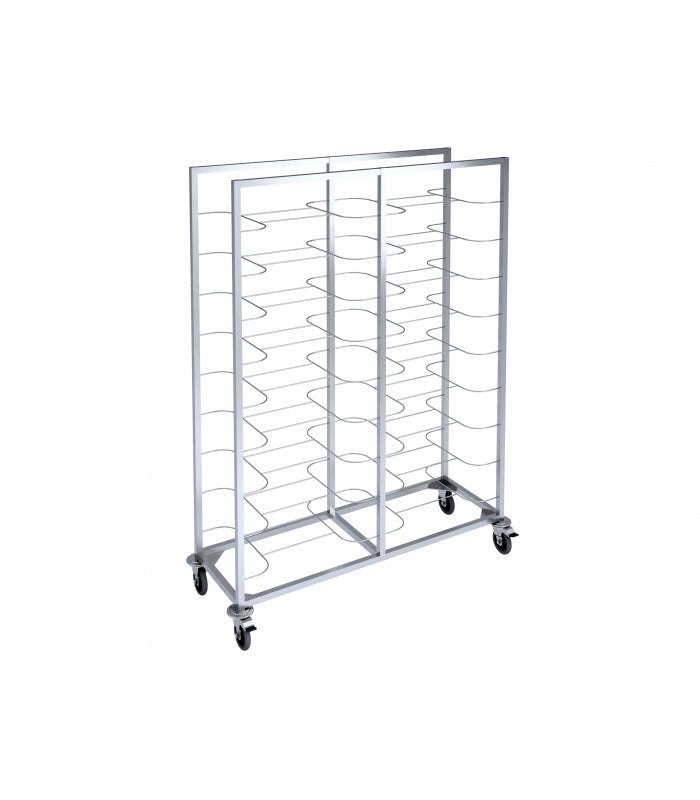 Double Tray Trolley, 20 Trays, Stainless Steel