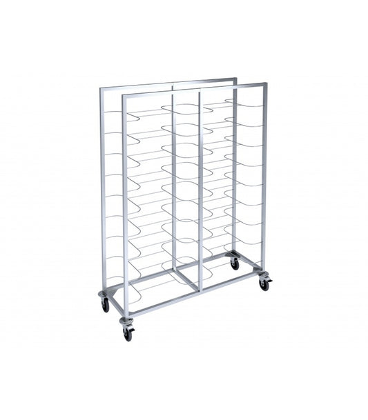 Double Tray Trolley, 20 Trays, Stainless Steel