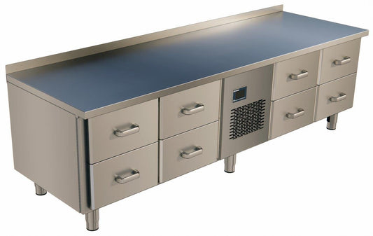 Low Refrigerated Table, 2060mm, 8 Drawers, +2/+6°C