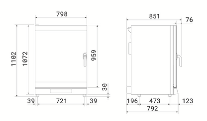 Smeg ALFA1035E1HDS convection oven, three-quarter view with door open showing ten empty tray guides