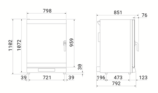 Smeg ALFA1035E1HDS convection oven, three-quarter view with door open showing ten empty tray guides