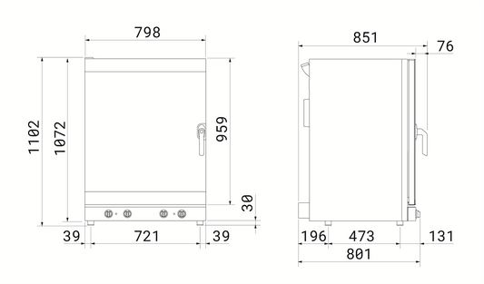 Smeg ALFA1035H-2 convection oven, three-quarter view with door open