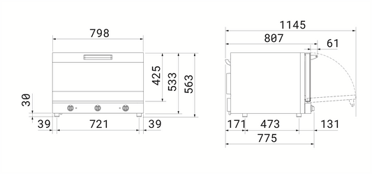Smeg ALFA420MFH-2 multifunction oven, three-quarter view with door open