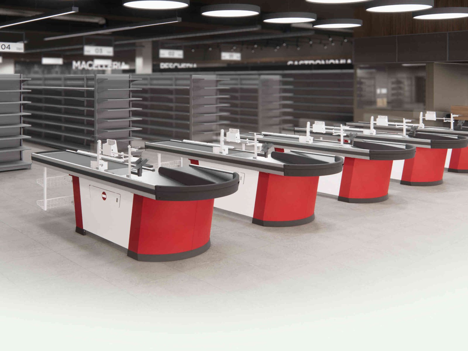 Intrac Diva checkout counters installed in a supermarket