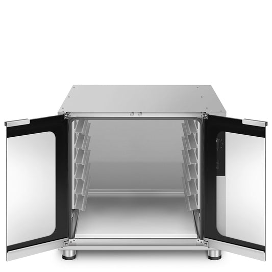 Smeg LEV1035 proving cabinet, double doors open showing GN 1/1 tray guides