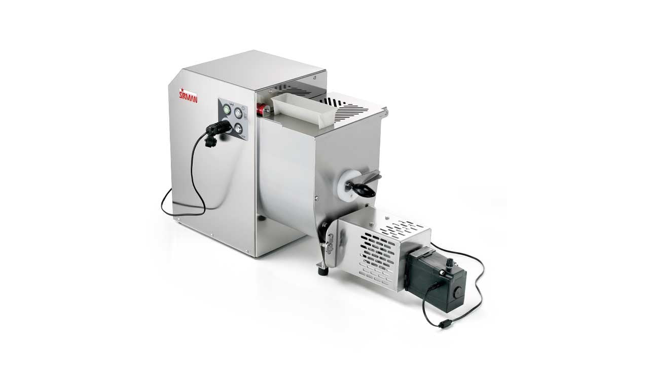 Sirman Concerto 5 pasta extruder, rear view showing the motor unit and power cable