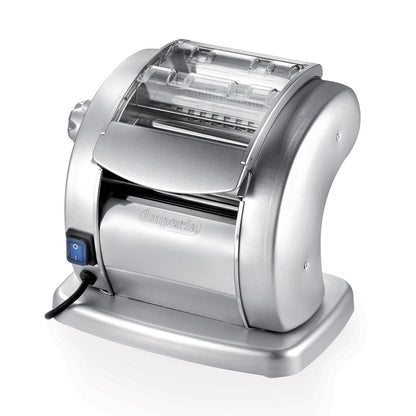 Imperia PastaPresto silver grey electric pasta machine, front view