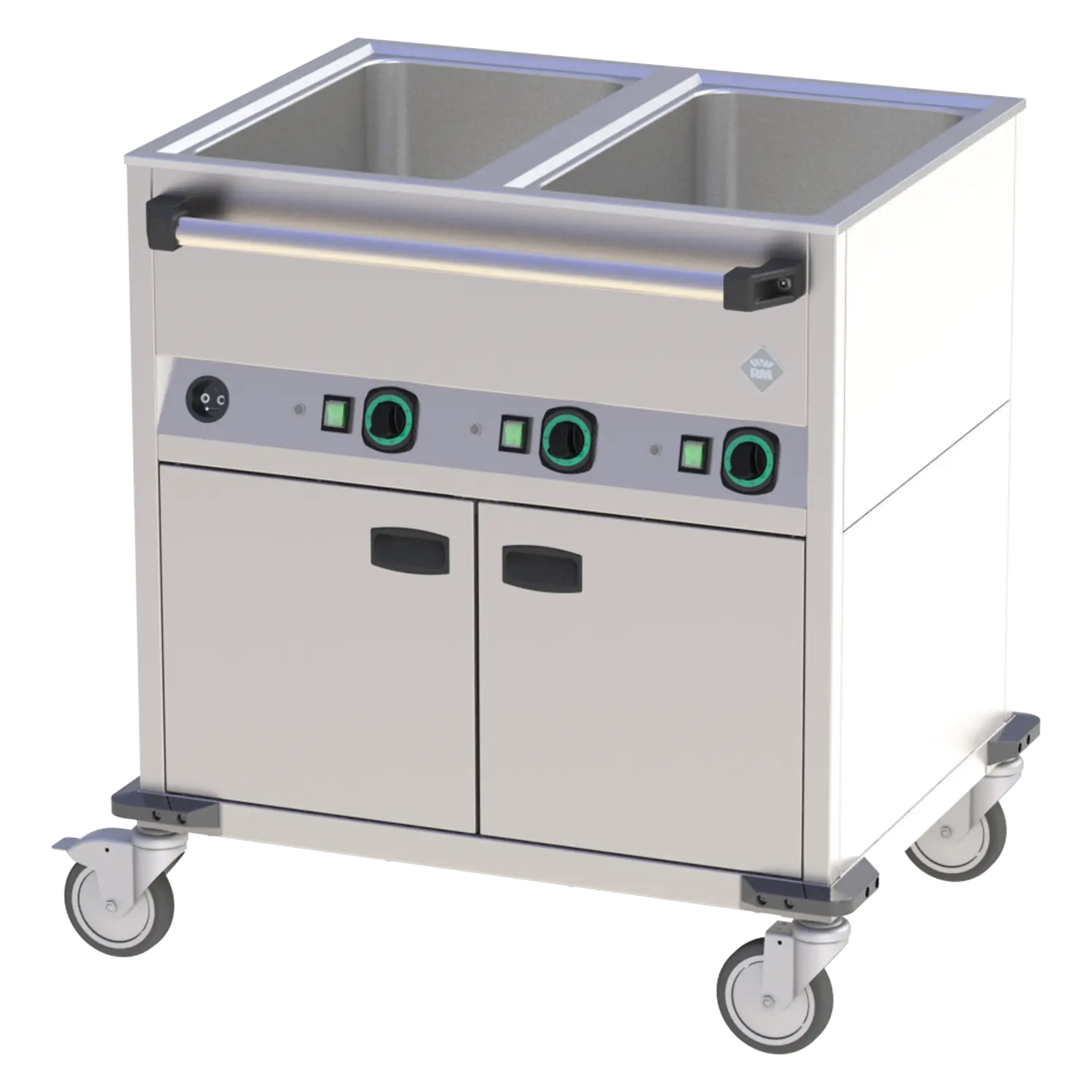 Bain marie trolley electric GN 2-1/1 heated cupboard controllers on longer side | RM - BMPD 2120 CSH