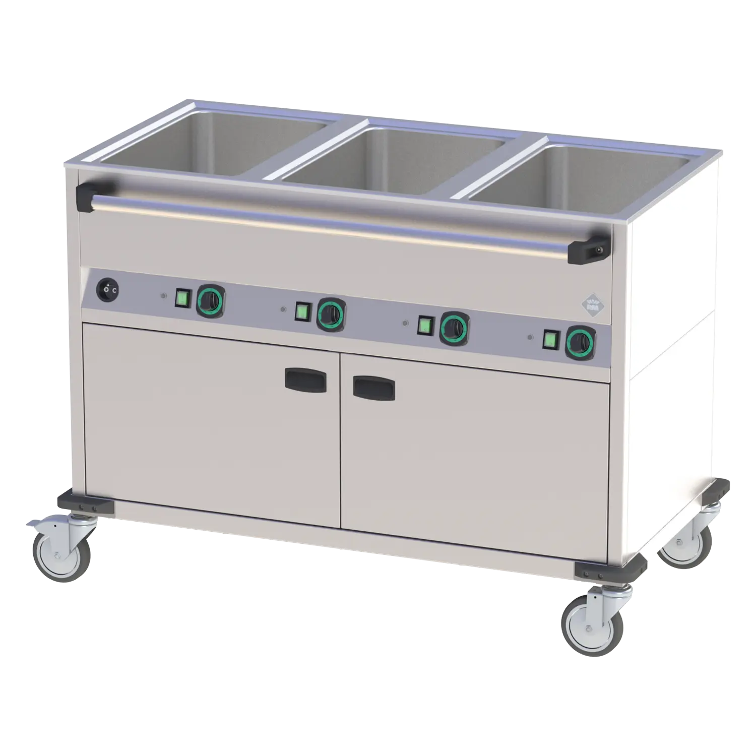Bain marie trolley electric GN 3-1/1 heated cupboard controllers on longer side | RM - BMPD 3120 CSH