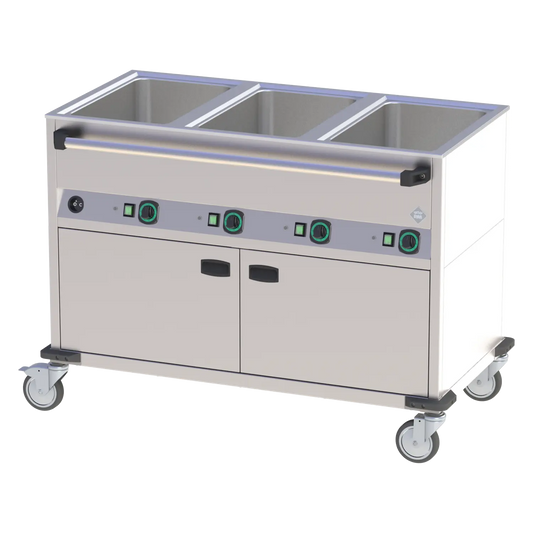 Bain marie trolley electric GN 3-1/1 heated cupboard controllers on longer side | RM - BMPD 3120 CSH