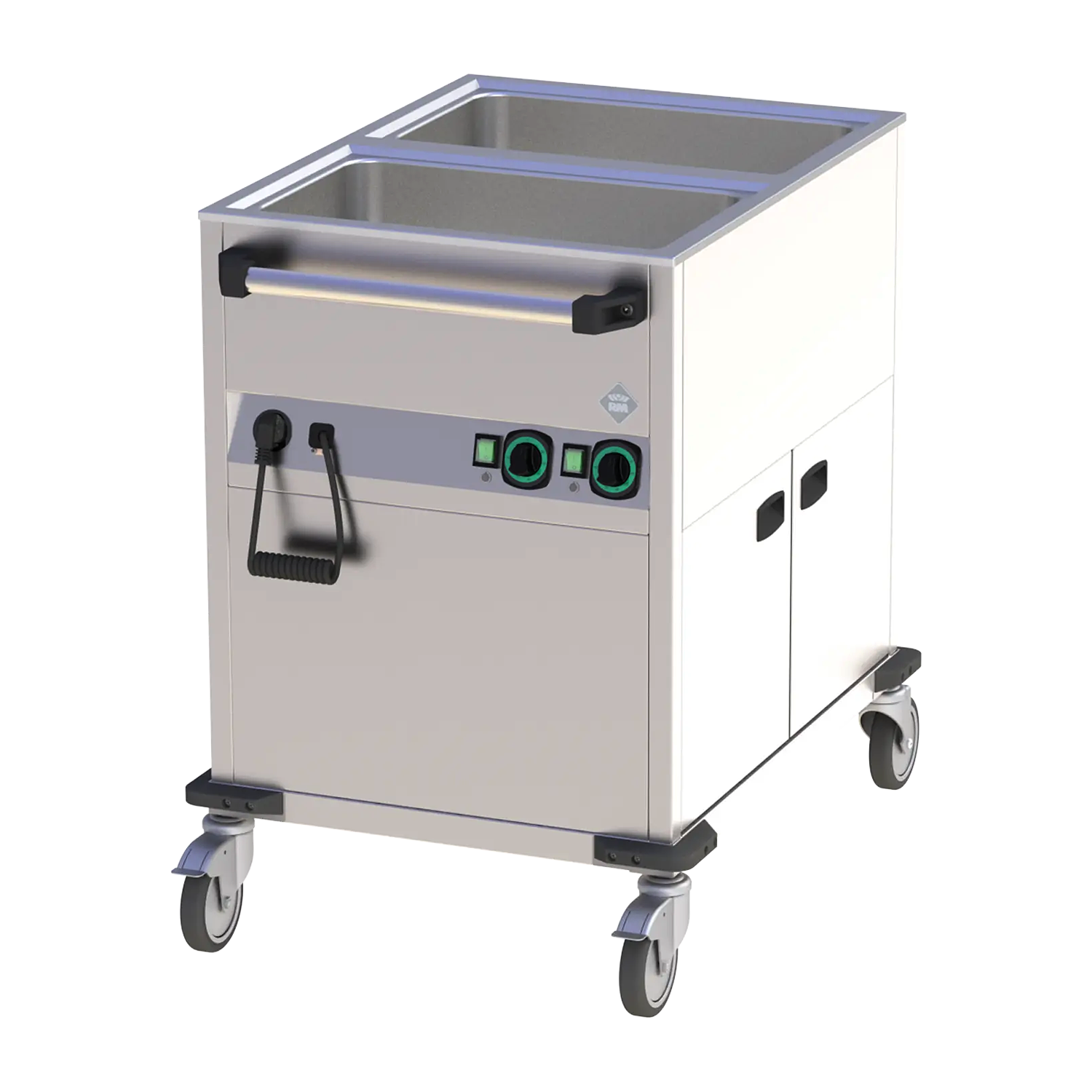 Bain marie trolley electric GN 2-1/1 insulated, controls on shorter side | RM - BMPK 2120 CS