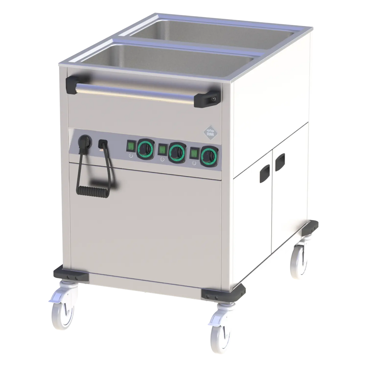 Bain marie trolley electric GN 2-1/1 heated cupboard controllers on shorter side | RM - BMPK 2120 CSH