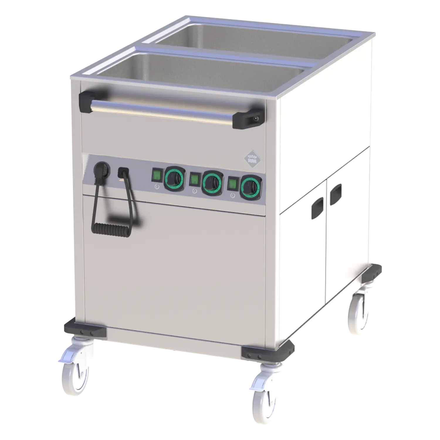 Bain marie trolley electric GN 2-1/1 heated cupboard controllers on shorter side | RM - BMPK 2120 CSH