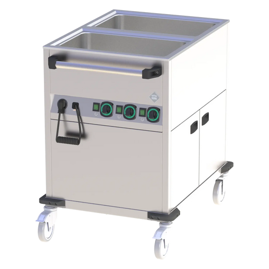 Bain marie trolley electric GN 2-1/1 heated cupboard controllers on shorter side | RM - BMPK 2120 CSH