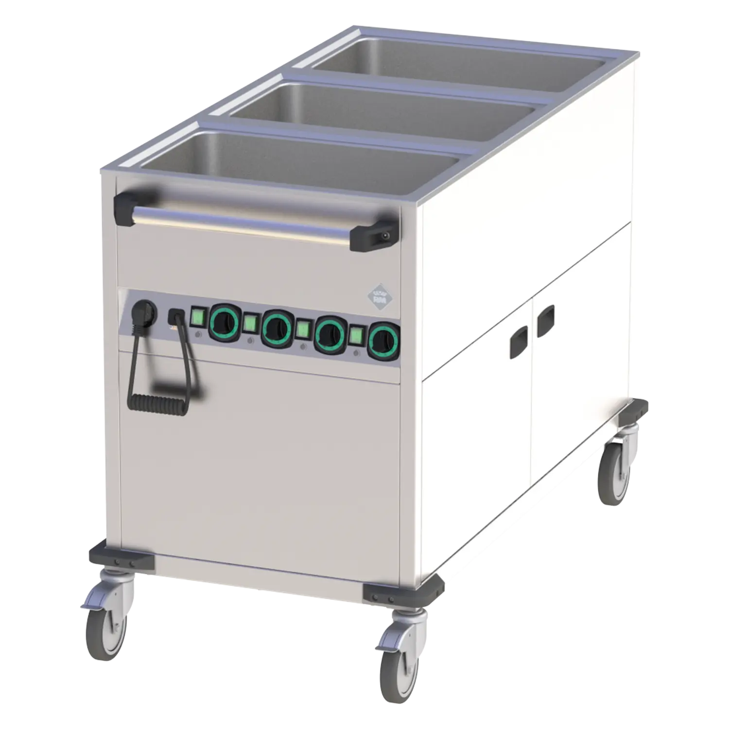 Bain marie trolley electric GN 3-1/1 heated cupboard controllers on shorter side | RM - BMPK 3120 CSH