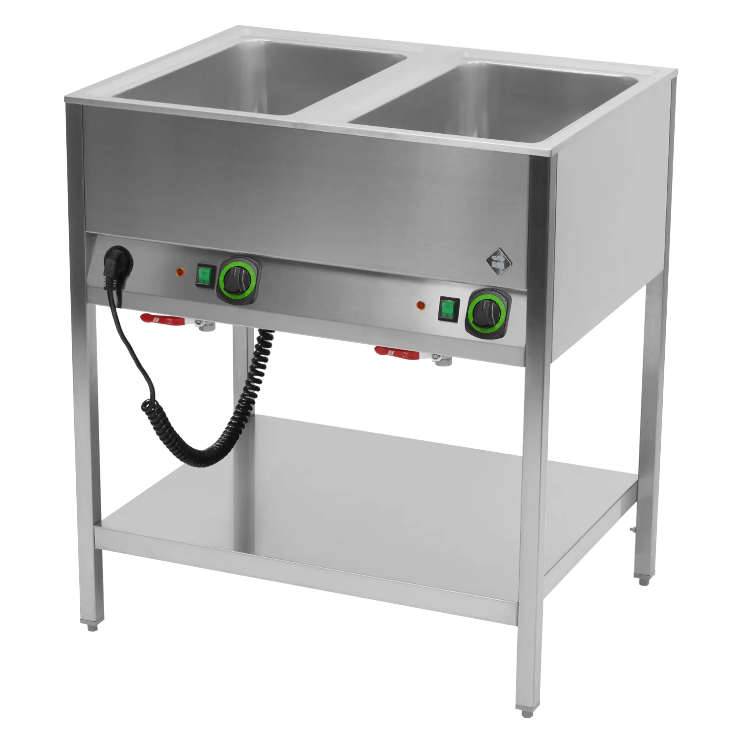 Bain marie stationary electric GN 2-1/1 controllers on longer side with rack  | RM - BMSD 2120