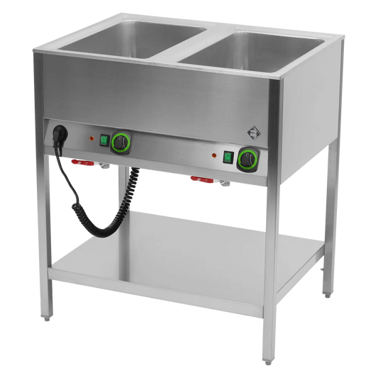 Bain marie stationary electric GN 2-1/1 controllers on longer side with rack  | RM - BMSD 2120