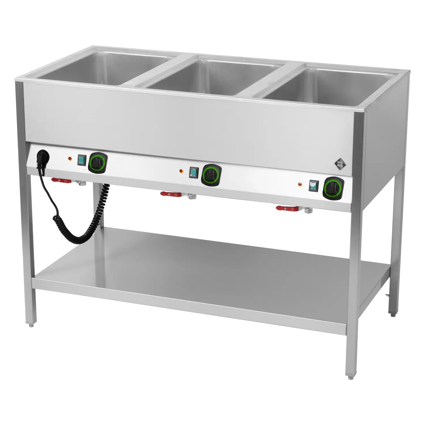 Bain marie stationary electric GN 3-1/1 controllers on longer side with rack  | RM - BMSD 3120