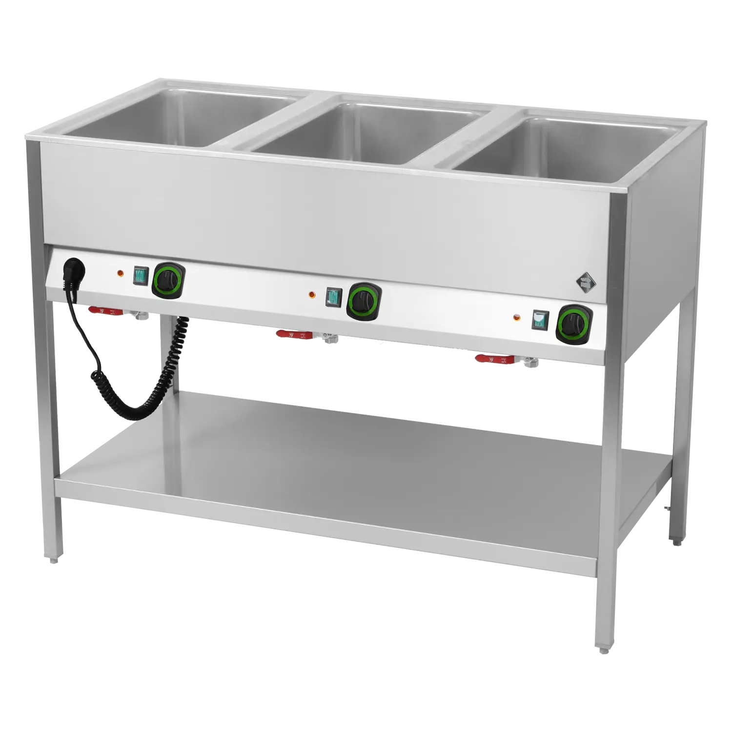 Bain marie stationary electric GN 3-1/1 controllers on longer side with rack  | RM - BMSD 3120