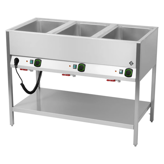 Bain marie stationary electric GN 3-1/1 controllers on longer side with rack  | RM - BMSD 3120