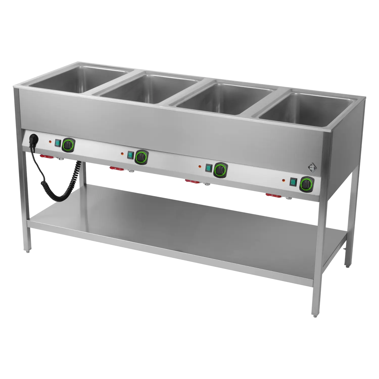 Bain marie stationary electric GN 4-1/1 controllers on longer side with rack  | RM - BMSD 4120