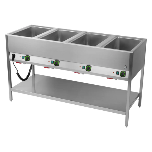 Bain marie stationary electric GN 4-1/1 controllers on longer side with rack  | RM - BMSD 4120