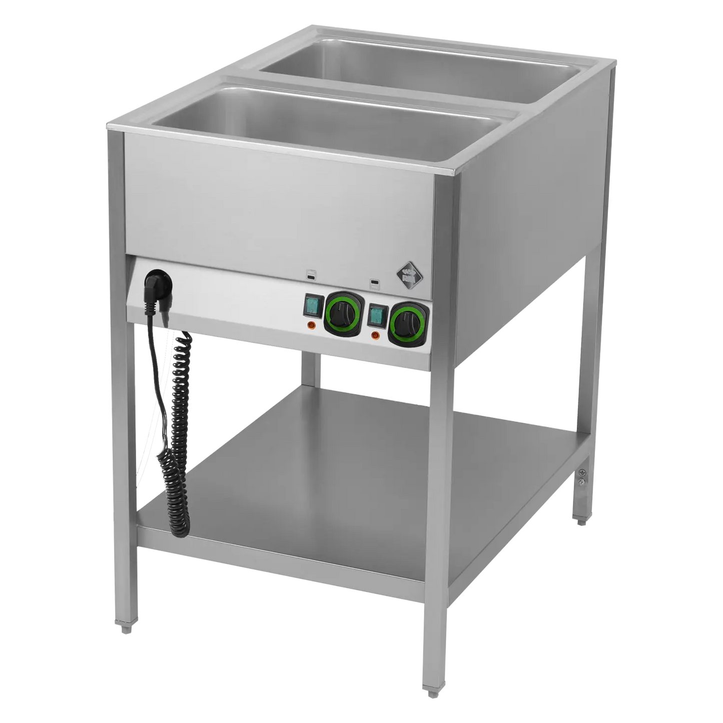 Bain marie stationary electric GN 2-1/1 controllers on shorter side with rack  | RM - BMSK 2120