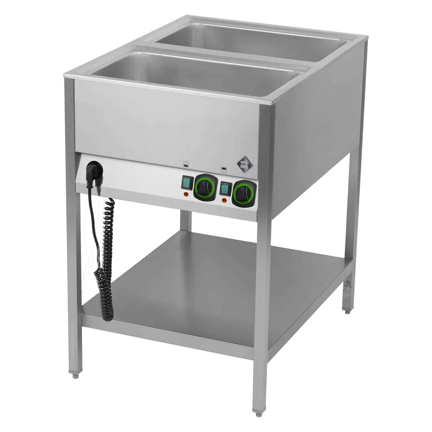 Bain marie stationary electric GN 2-1/1 controllers on shorter side with rack  | RM - BMSK 2120