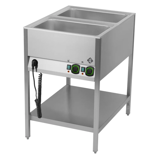 Bain marie stationary electric GN 2-1/1 controllers on shorter side with rack  | RM - BMSK 2120