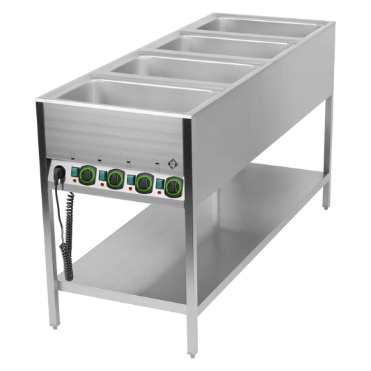 Bain marie stationary electric GN 4-1/1 controllers on shorter side with rack | RM - BMSK 4120