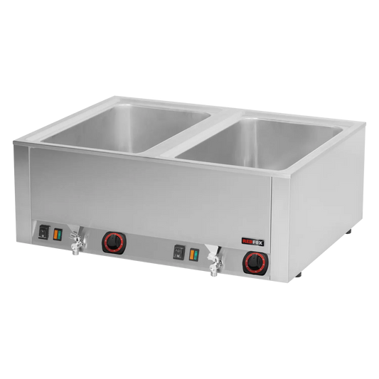 Bain marie electric 2x GN 1/1 - 200 counter top with drain tap | REDFOX - BMV 2120
