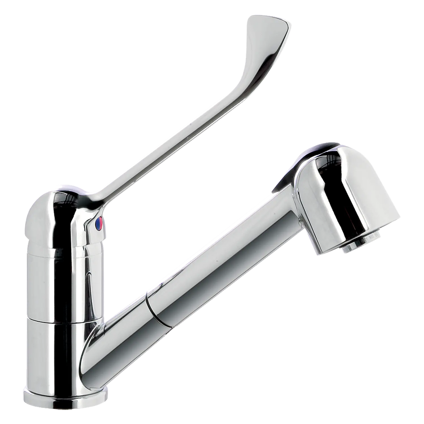 One hole sink mixer with detachable shower and black clinical lever | REDFOX - BSV 1