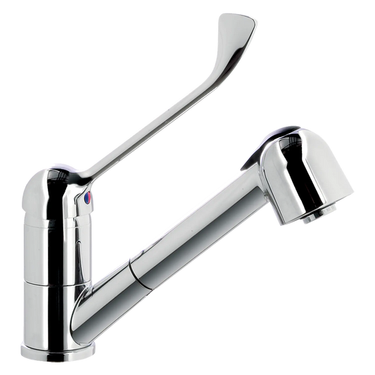 One hole sink mixer with detachable shower and black clinical lever | REDFOX - BSV 1