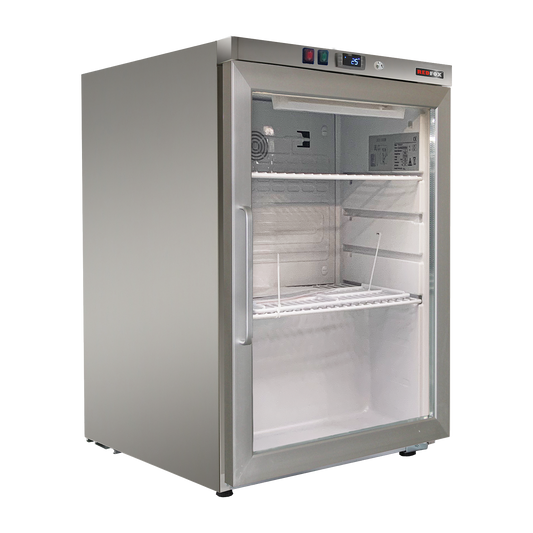 Cooling cabinet 130 l, glass door, stainless steel | REDFOX - DRR 200 GS
