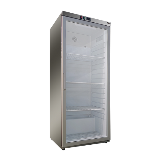 Cooling cabinet 350 l, glass door, stainless steel | REDFOX - DRR 400 GS