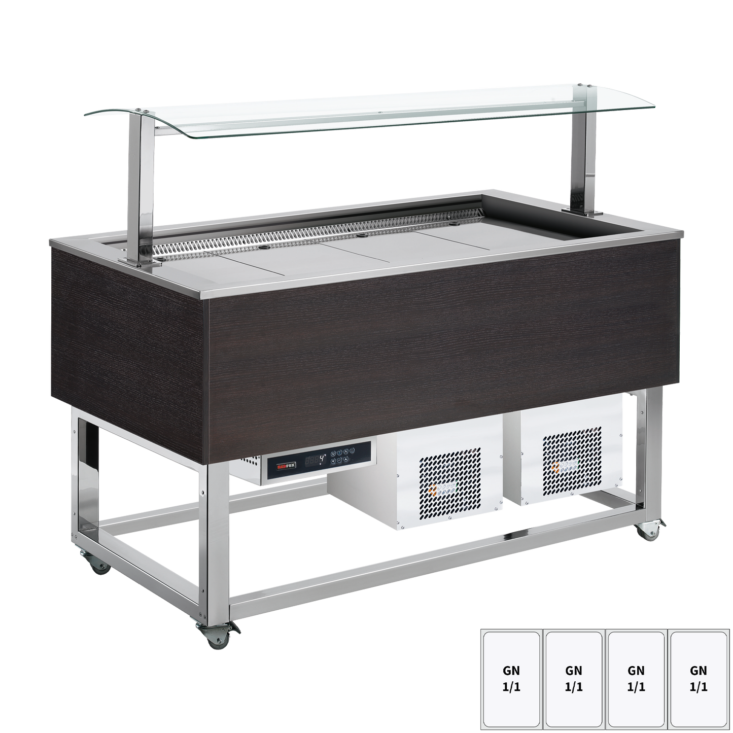 Food display island chilled GN 4-1/1 Wenge | REDFOX - ES BLUE+ 4W