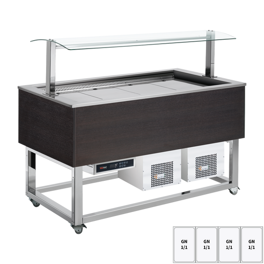 Food display island chilled GN 4-1/1 Wenge | REDFOX - ES BLUE+ 4W