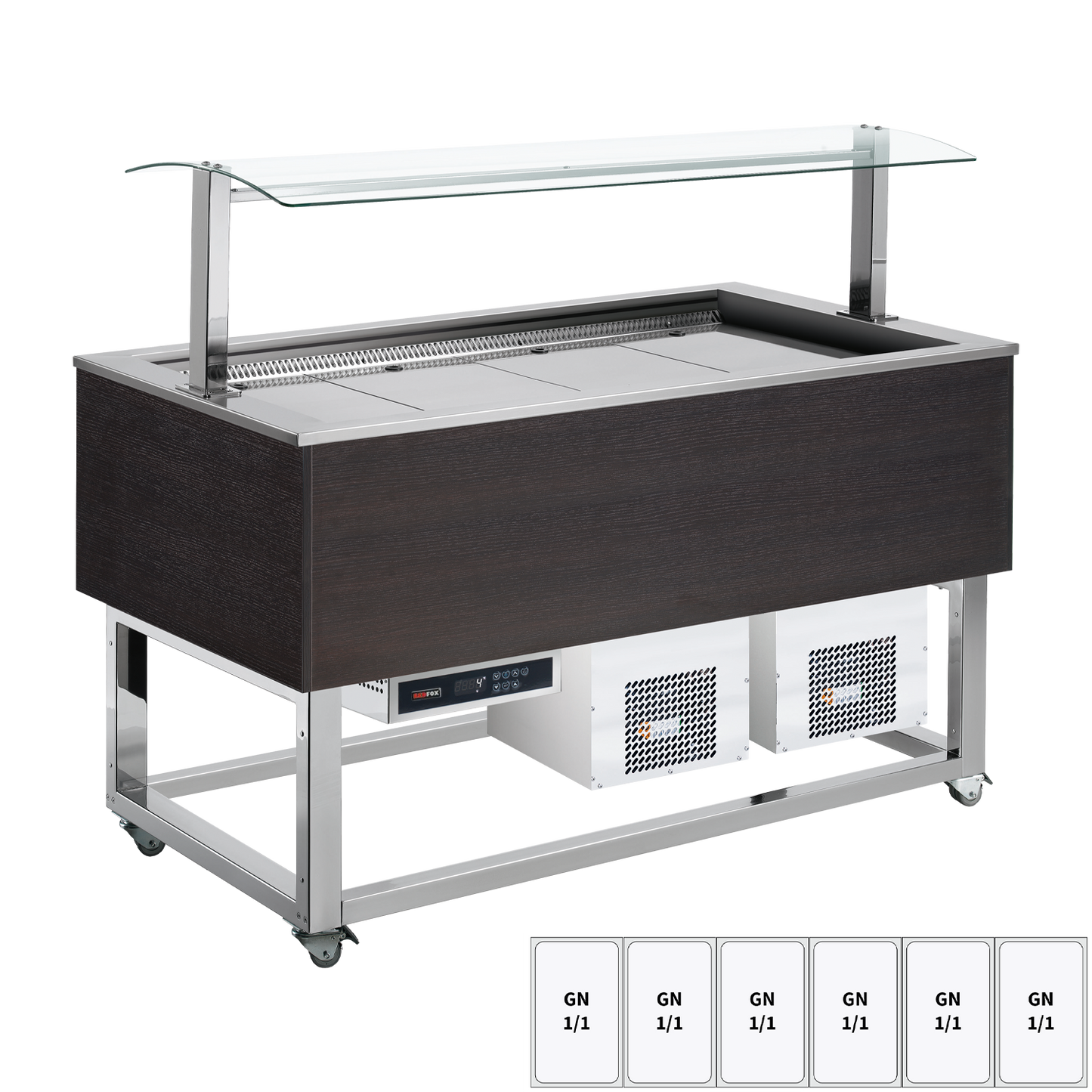 Food display island chilled GN 6-1/1 Wenge | REDFOX - ES BLUE+ 6W