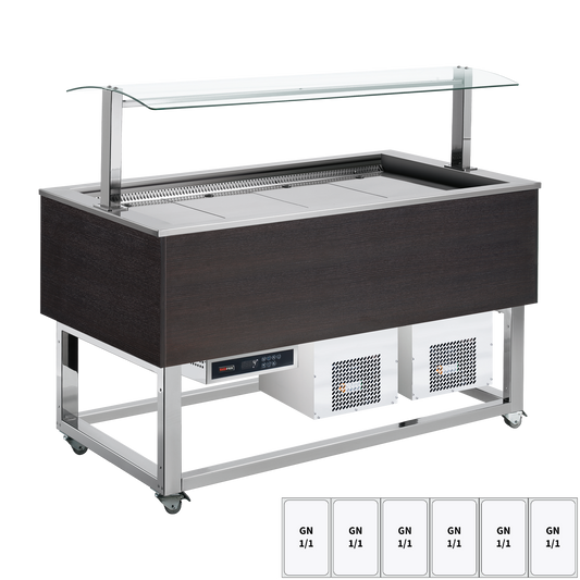 Food display island chilled GN 6-1/1 Wenge | REDFOX - ES BLUE+ 6W