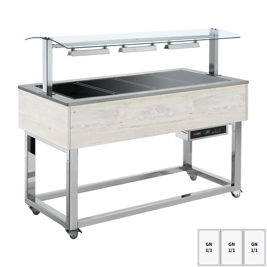 Food display island heated, glass ceramic GN 3-1/1 Hemlock | REDFOX - ES BROWN+ 3H