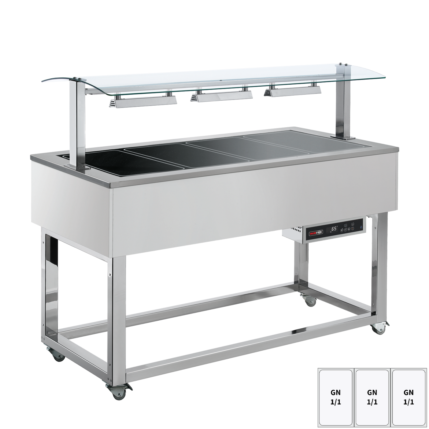 Food display island heated, glass ceramic GN 3-1/1 RAL | REDFOX - ES BROWN+ 3R