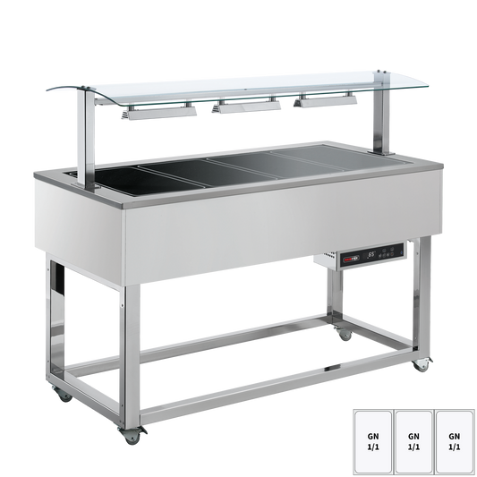 Food display island heated, glass ceramic GN 3-1/1 RAL | REDFOX - ES BROWN+ 3R